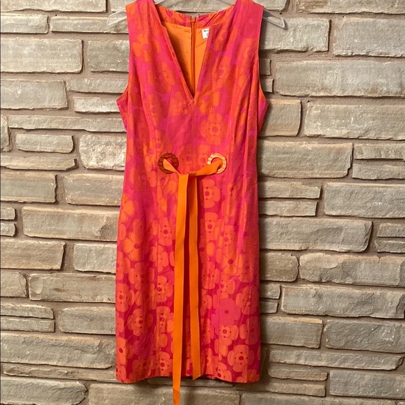 Chetta B Elegant Pink and Orange Sleeveless Dress Size 6 - Picture 2 of 11